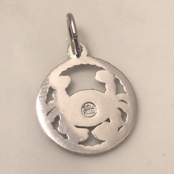 Cancer crab zodiac sterling silver vintage pendant charm - Picture 2 of 4